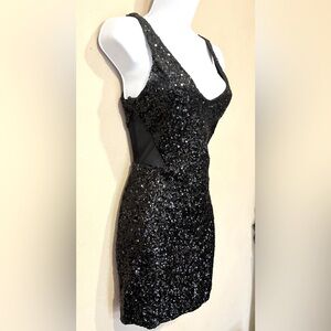 Bebe White Hot Sparkle Sequin Mini Dress - Black